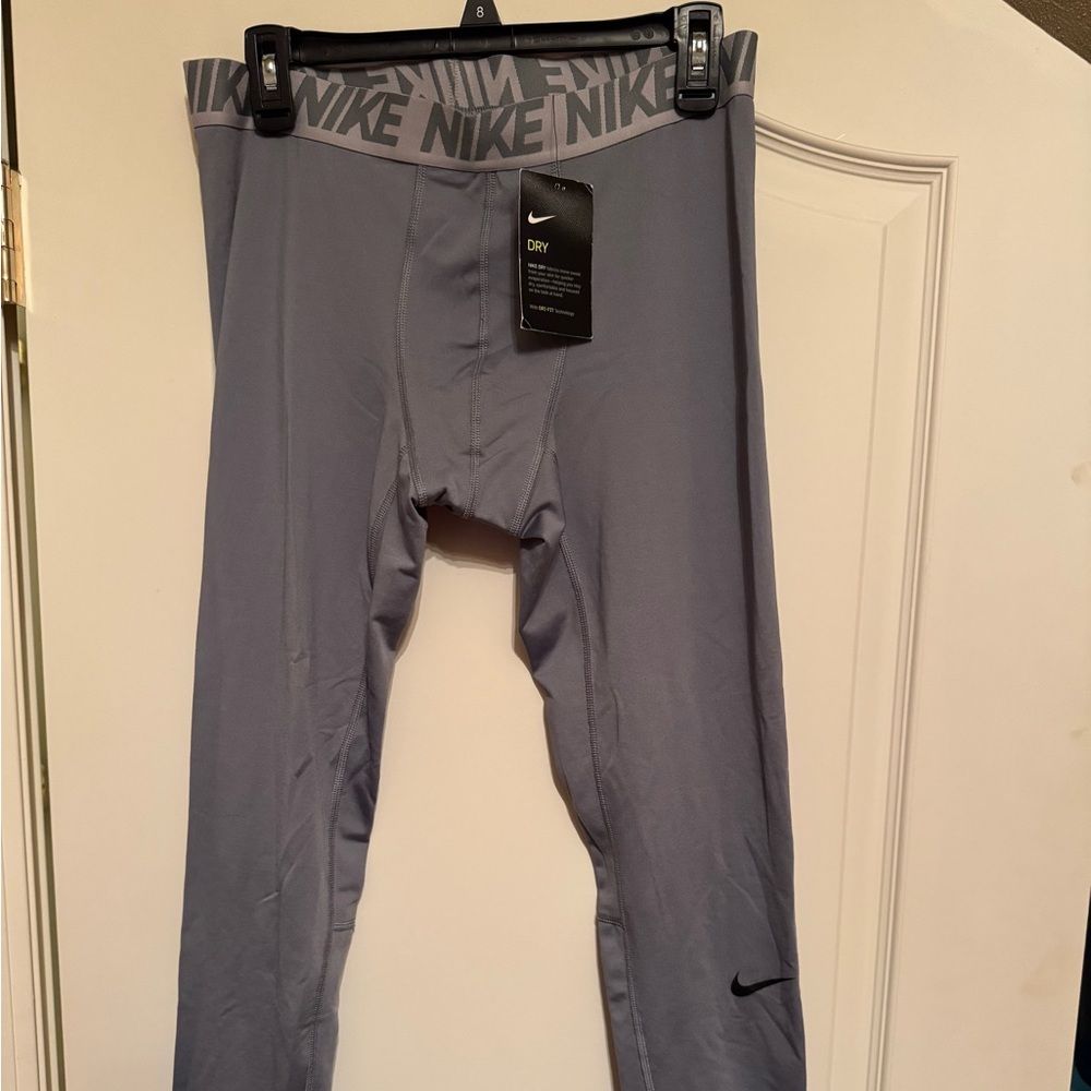 Nike Adult Men's Size XL Solid Gray Low Rise Compression Pants New With Tags